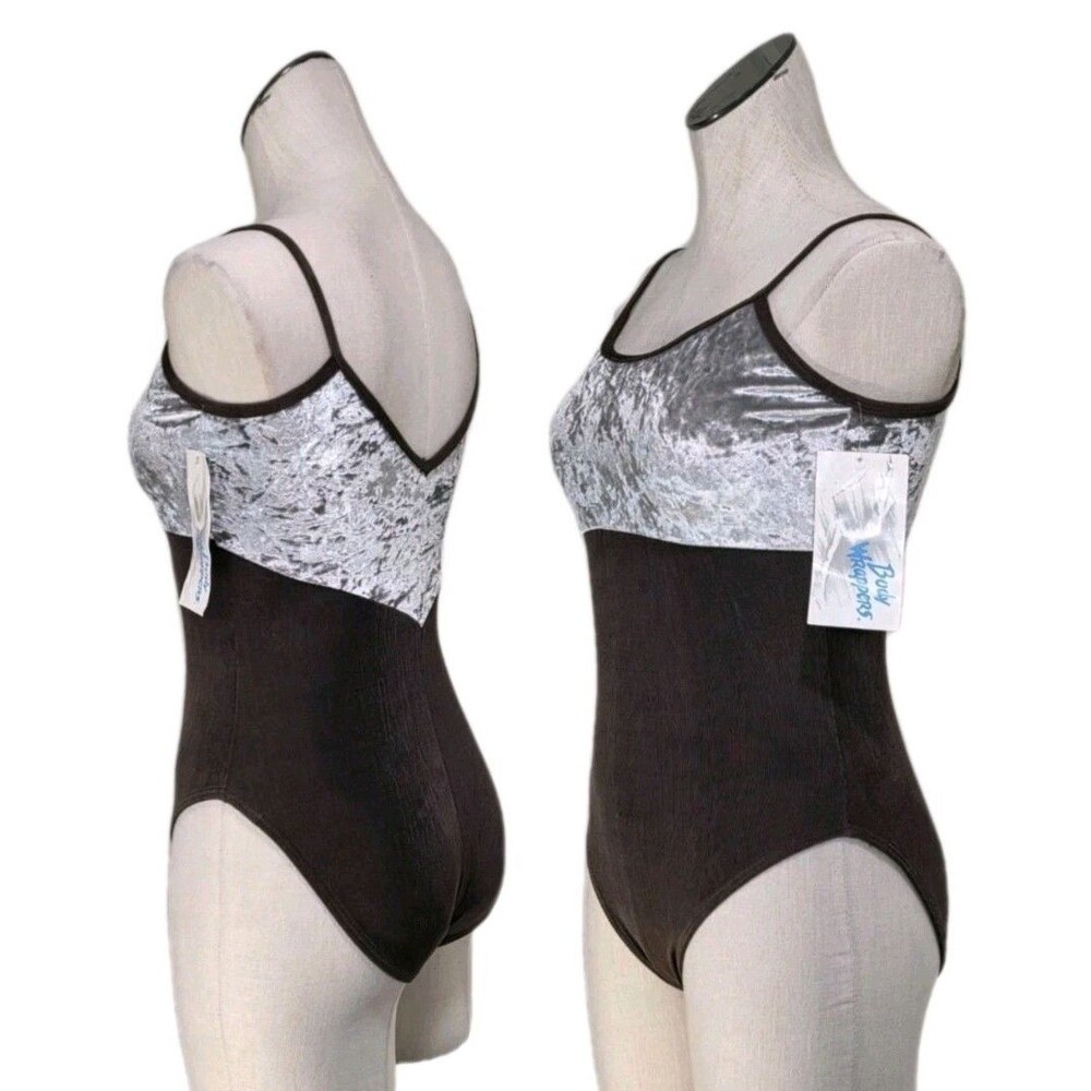 Body Wrappers VTG 80s Crushed Velvet Stretch Tank Low Back Leotard AL Adult L